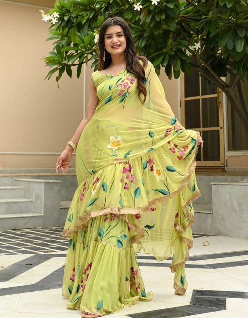 Load image into Gallery viewer, Party wear Floral Women&#39;s Lehenga Saree Green mahezon
