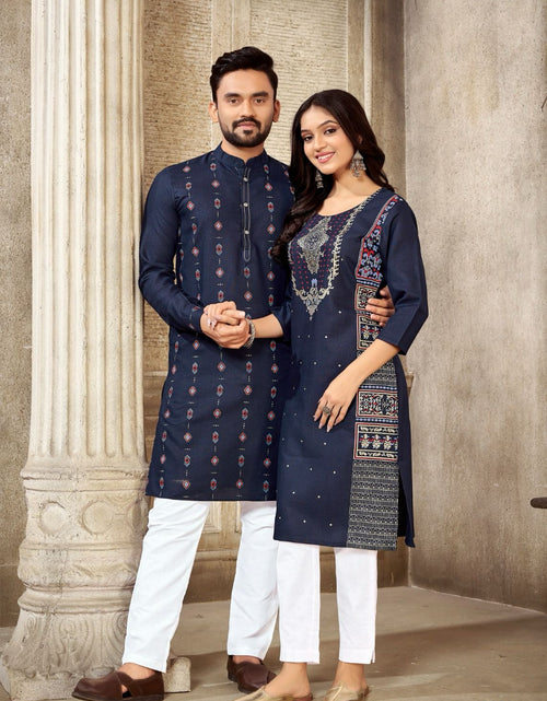 Load image into Gallery viewer, Pure Cotton Same Matching Couple wear Outfits Navy Blue mahezon

