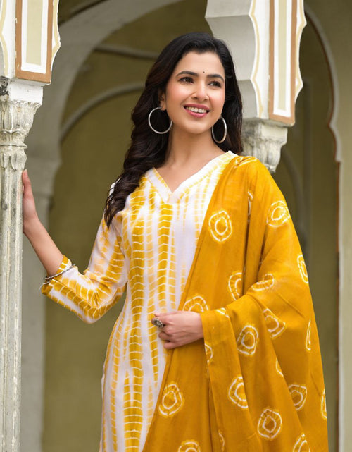 Load image into Gallery viewer, Party wear 3 Piece Cotton Women Kurta Suit Haldi mahezon
