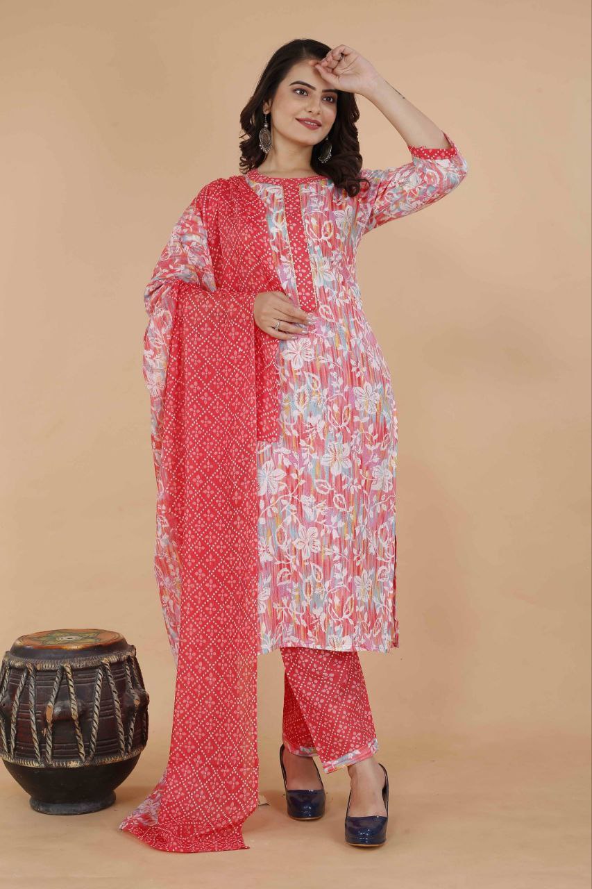 Pure Cotton Party wear 3 Piece Women Kurta Suit mahezon