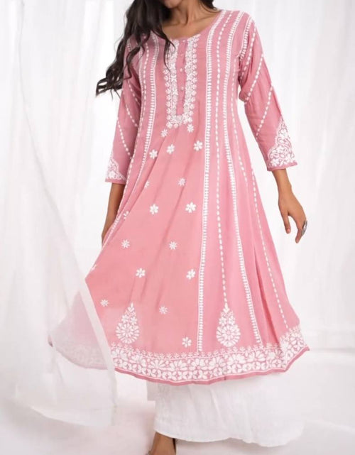 Load image into Gallery viewer, Embroidery Party wear Women Kurta Plazo Suit Pink mahezon
