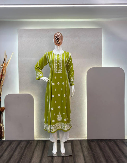 Load image into Gallery viewer, Embroidery Party wear Women Kurta Plazo Suit Mehendi mahezon
