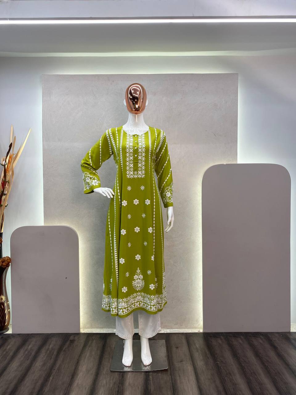 Embroidery Party wear Women Kurta Plazo Suit Mehendi mahezon