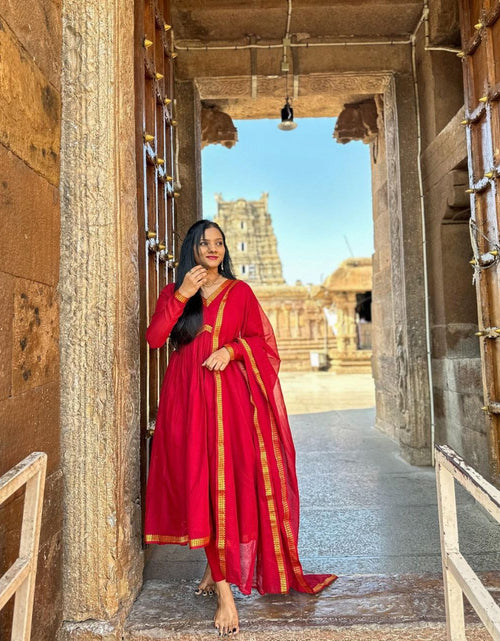 Load image into Gallery viewer, Cotton Anarkali Party wear Women Kurta Suit Red mahezon
