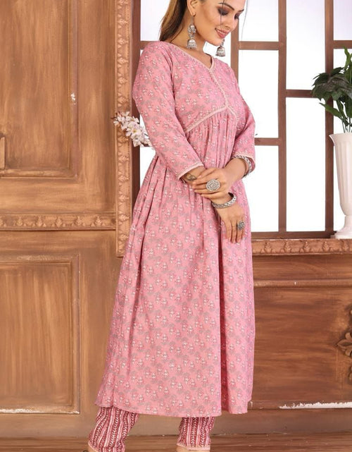 Load image into Gallery viewer, Party Wear Cotton Women Kurta Plazo Suit Pink mahezon
