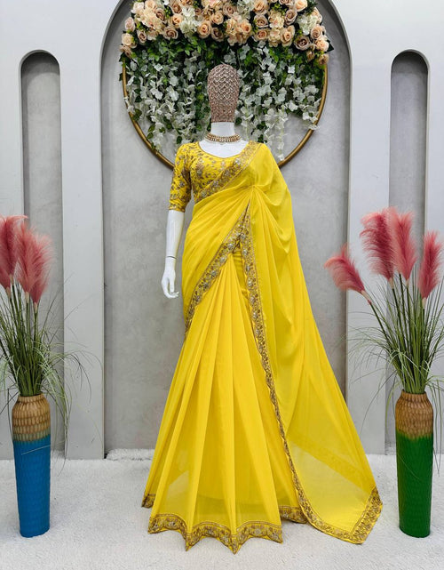 Load image into Gallery viewer, Designer Yellow Wedding Saree mahezon
