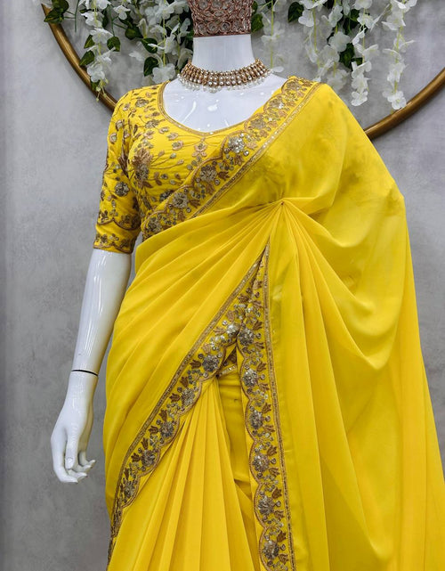 Load image into Gallery viewer, Designer Yellow Wedding Saree mahezon
