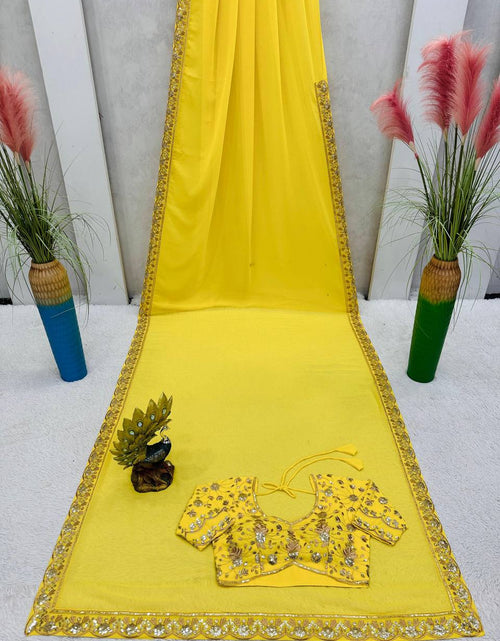 Load image into Gallery viewer, Designer Yellow Wedding Saree mahezon
