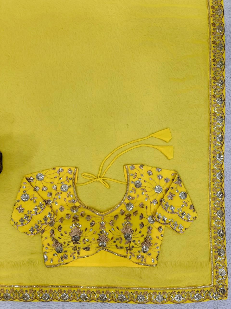 Designer Yellow Wedding Saree mahezon