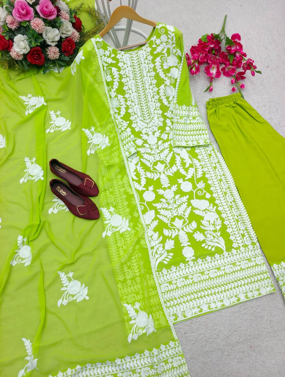 Embroidery Party wear Top Pant with Dupatta Suit mahezon