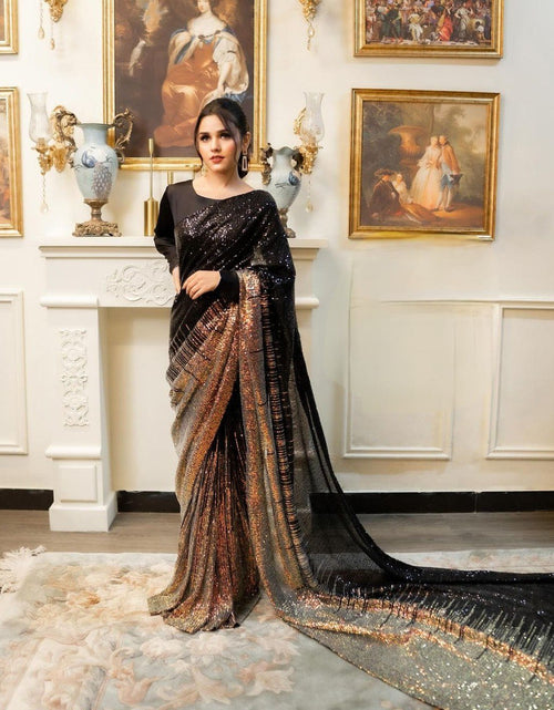 Load image into Gallery viewer, Party Wear Women Embroidery Sequins Saree mahezon
