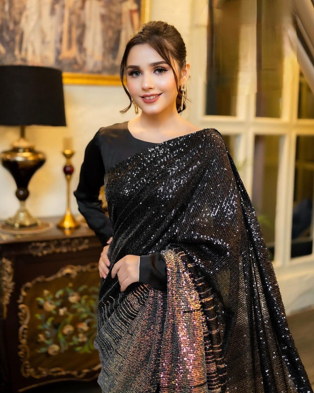 Party Wear Women Embroidery Sequins Saree mahezon