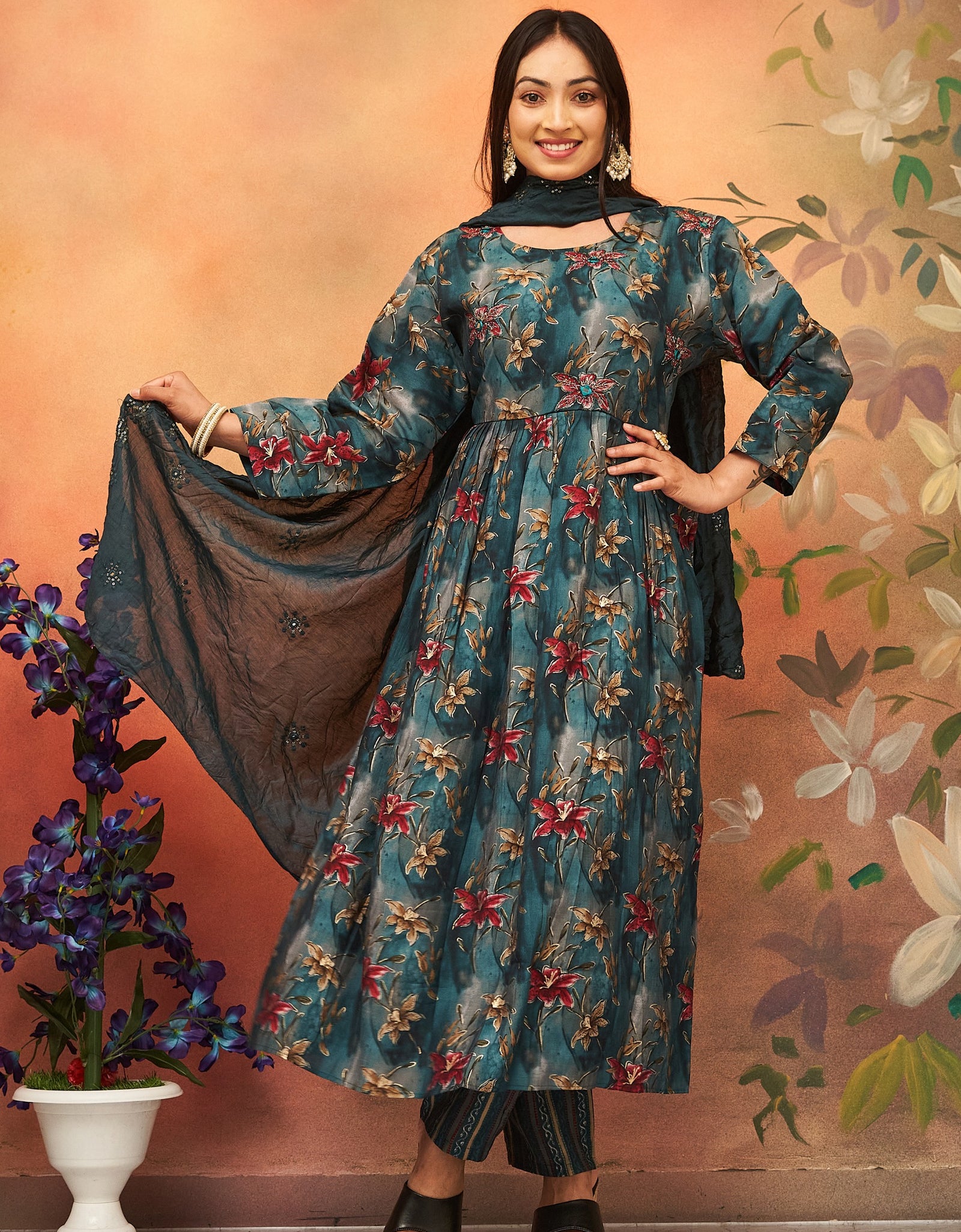 Party wear Chanderi Women Kurta suit mahezon