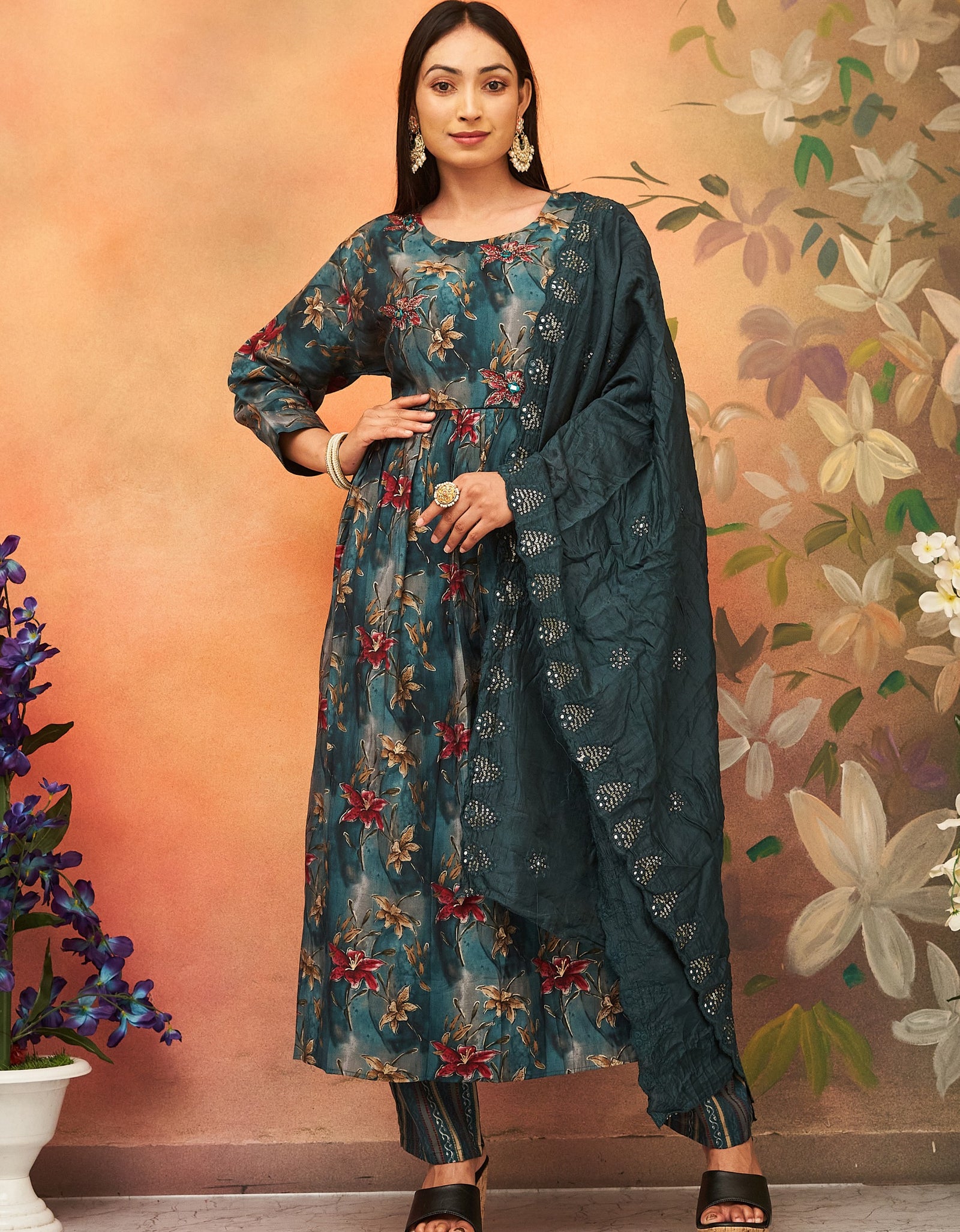 Party wear Chanderi Women Kurta suit mahezon