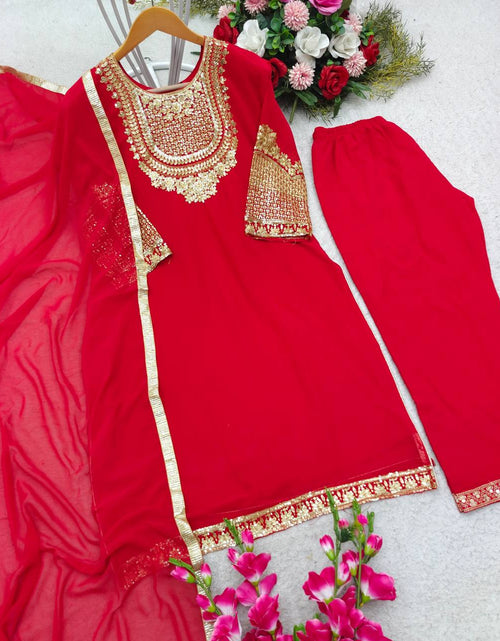 Load image into Gallery viewer, Red Party wear Sequins Women Suit mahezon
