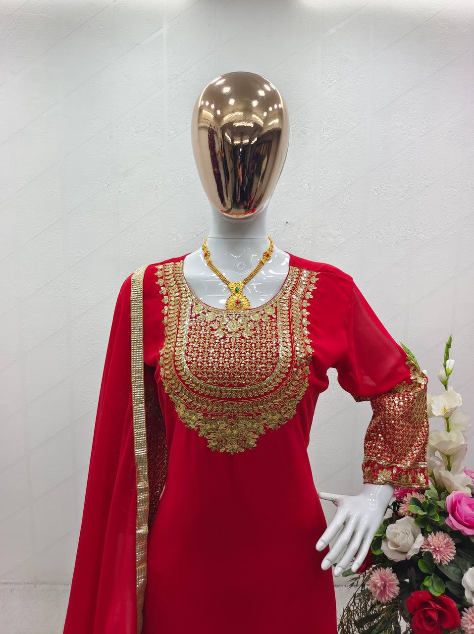 Red Party wear Sequins Women Suit mahezon