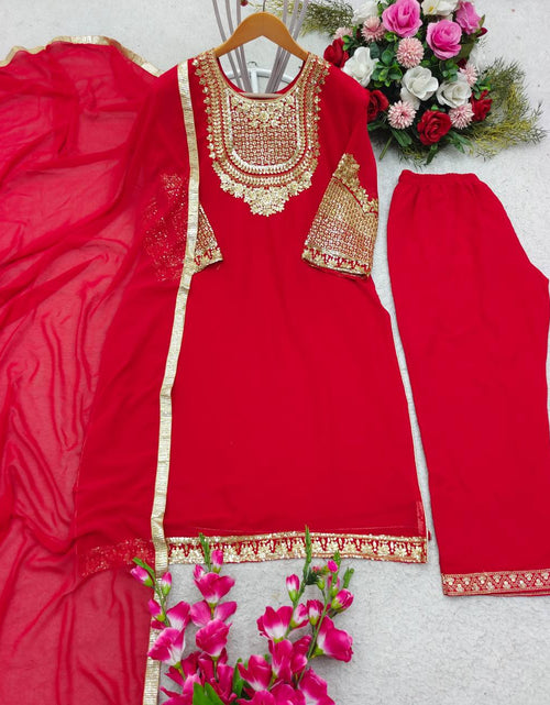 Load image into Gallery viewer, Red Party wear Sequins Women Suit mahezon
