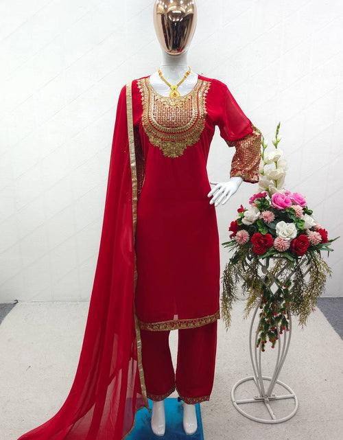 Load image into Gallery viewer, Red Party wear Sequins Women Suit mahezon
