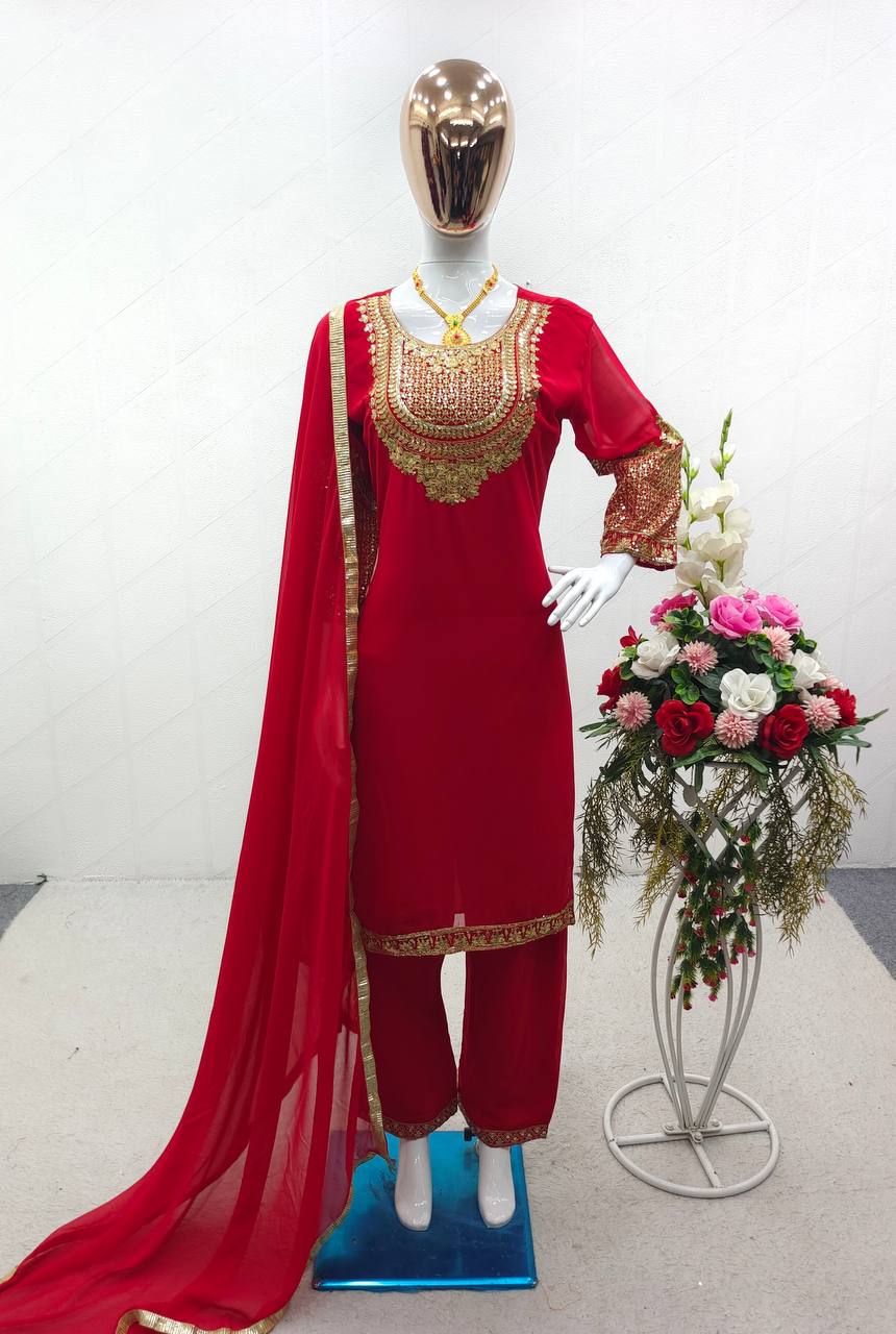 Red Party wear Sequins Women Suit mahezon