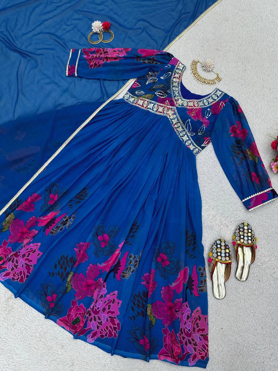 Party wear Blue Designer Sequin Women Kurta Suit mahezon