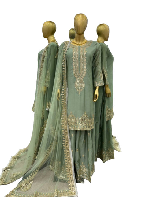 Load image into Gallery viewer, Party Wear Ready to Wear Green Women&#39;s Kurta Suit mahezon
