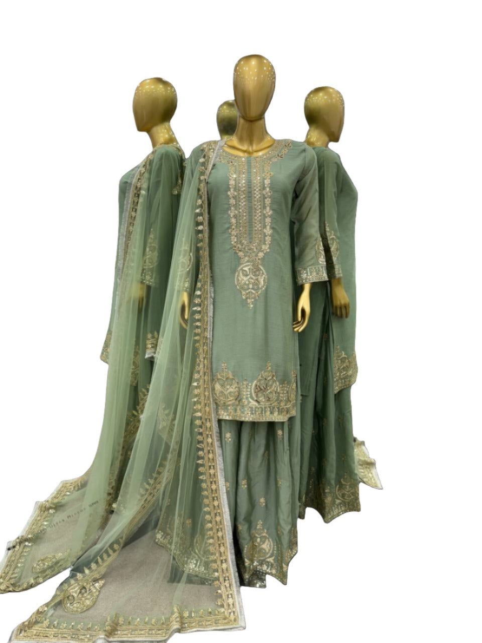 Party Wear Ready to Wear Green Women's Kurta Suit mahezon