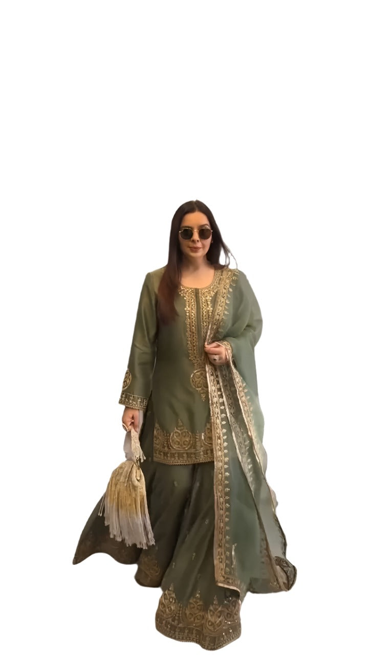 Party wear Ready to wear Green Women's Kurta Suit mahezon