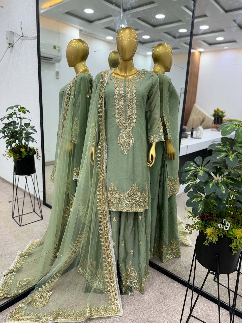 Party wear Ready to wear Green Women's Kurta Suit mahezon