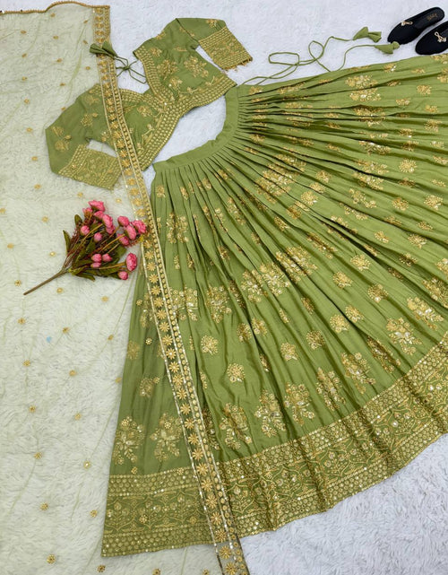 Load image into Gallery viewer, Embroidery Sequence Green Wedding Collection Lehenga Choli - mahezon
