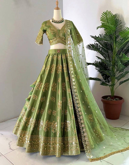Load image into Gallery viewer, Embroidery Sequence Green Wedding Collection Lehenga Choli mahezon
