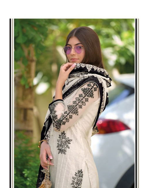 Load image into Gallery viewer, Black and White Top Pant Dupatta Women Kurta Suit mahezon
