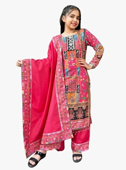 Load image into Gallery viewer, Kids Girl Fancy Kurti Pant Dupatta Set Party Wear mahezon
