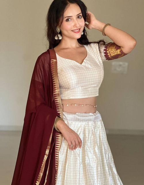 Load image into Gallery viewer, Women&#39;s Ready to Wear White Lehenga Choli Dupatta mahezon
