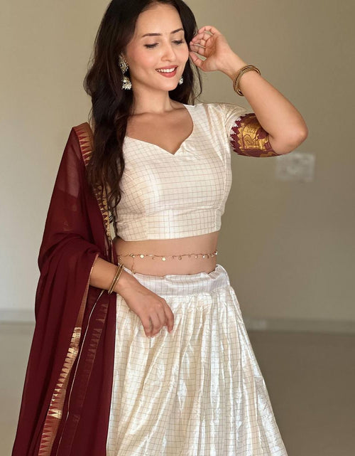 Load image into Gallery viewer, Women&#39;s Ready to Wear White Lehenga Choli Dupatta mahezon
