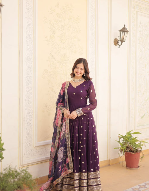 Load image into Gallery viewer, Women&#39;s Wine Gown Dupatta Set mahezon
