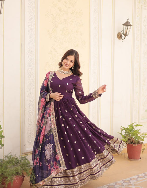 Load image into Gallery viewer, Women&#39;s Wine Gown Dupatta Set mahezon
