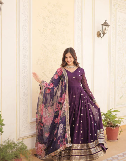 Load image into Gallery viewer, Women&#39;s Wine Gown Dupatta Set mahezon
