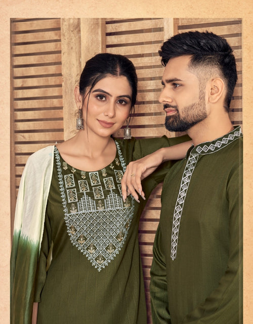 Load image into Gallery viewer, Beautiful Couple wear Green Same Matching Outfits Set mahezon
