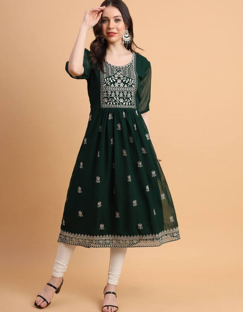 Load image into Gallery viewer, Women&#39;s Embroidery Green Chikankari Kurti mahezon
