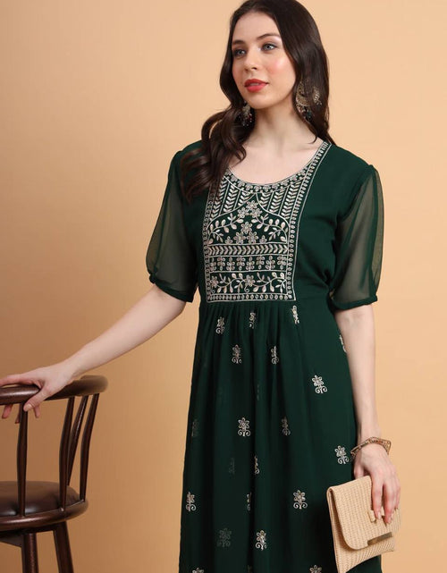 Load image into Gallery viewer, Women&#39;s Embroidery Green Chikankari Kurti mahezon
