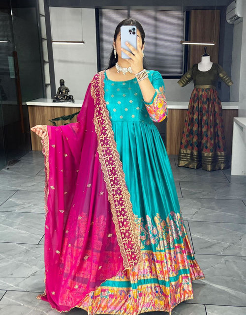 Load image into Gallery viewer, Ethnic Women&#39;s Dola Silk Gown Dupatta Suit mahezon
