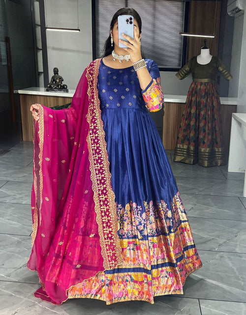 Load image into Gallery viewer, Ethnic Women&#39;s Dola Silk Gown Dupatta Suit mahezon
