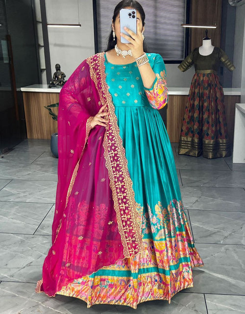 Load image into Gallery viewer, Ethnic Women&#39;s Dola Silk Gown Dupatta Suit mahezon
