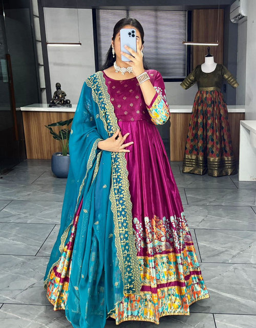 Load image into Gallery viewer, Ethnic Women&#39;s Dola Silk Gown Dupatta Suit mahezon
