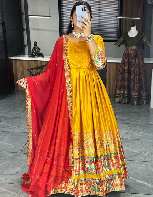 Load image into Gallery viewer, Ethnic Women&#39;s Dola Silk Gown Dupatta Suit mahezon
