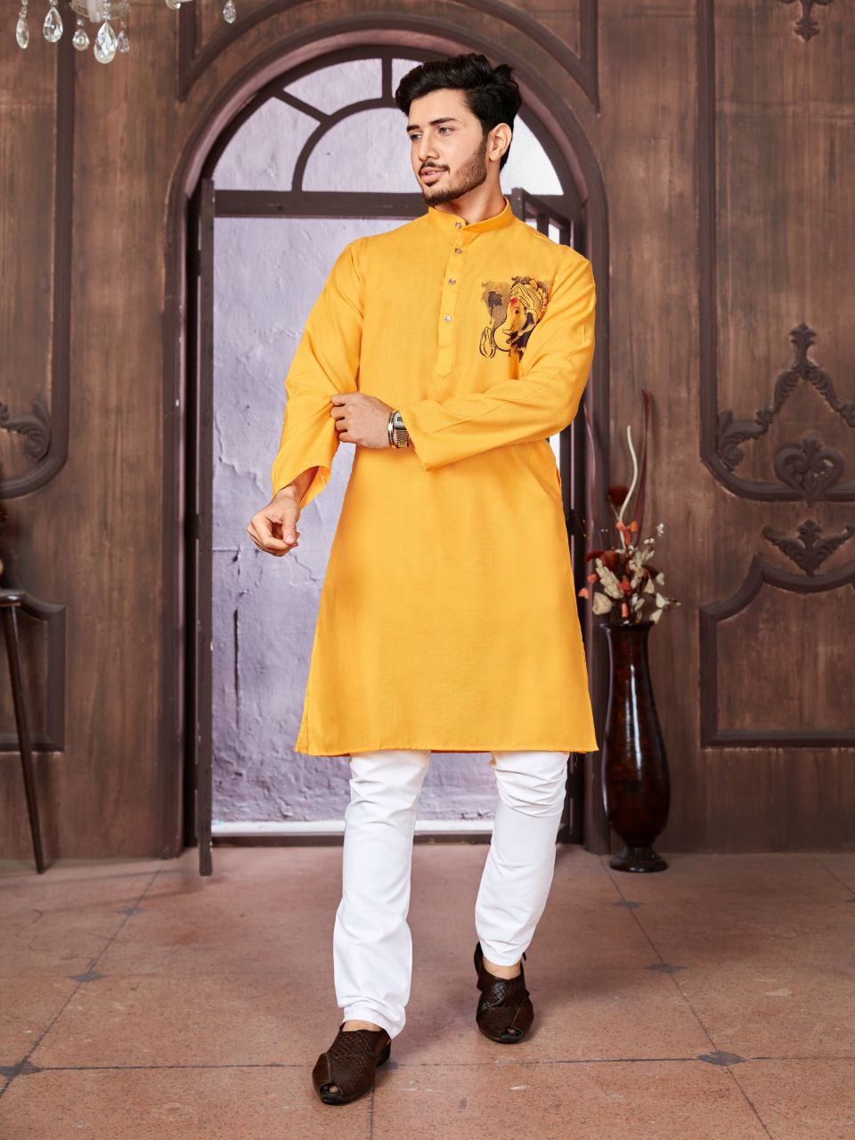 Men's Cotton Traditional Kurta Pyjama for Festival and Ganapati mahezon