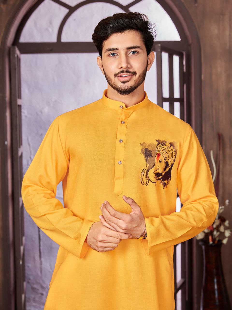 Men's Cotton Traditional Kurta Pyjama for Festival and Ganapati mahezon