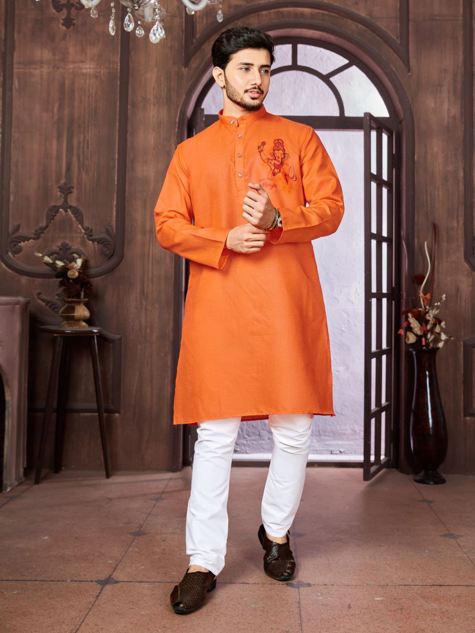 Men's Cotton Traditional Kurta Pyjama for Festival and Ganapati mahezon