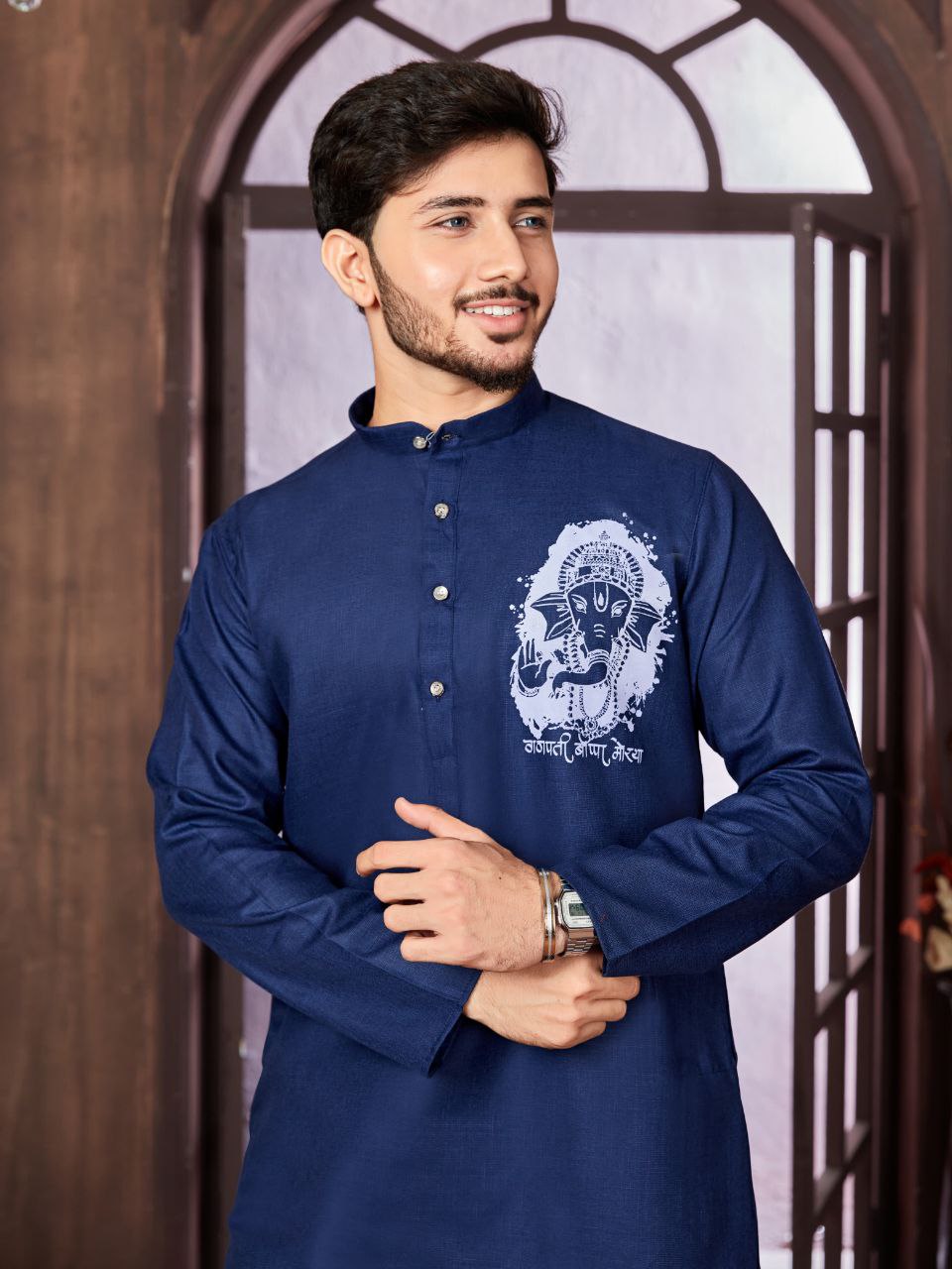 Men's Cotton Traditional Kurta Pyjama for Festival and Ganapati mahezon