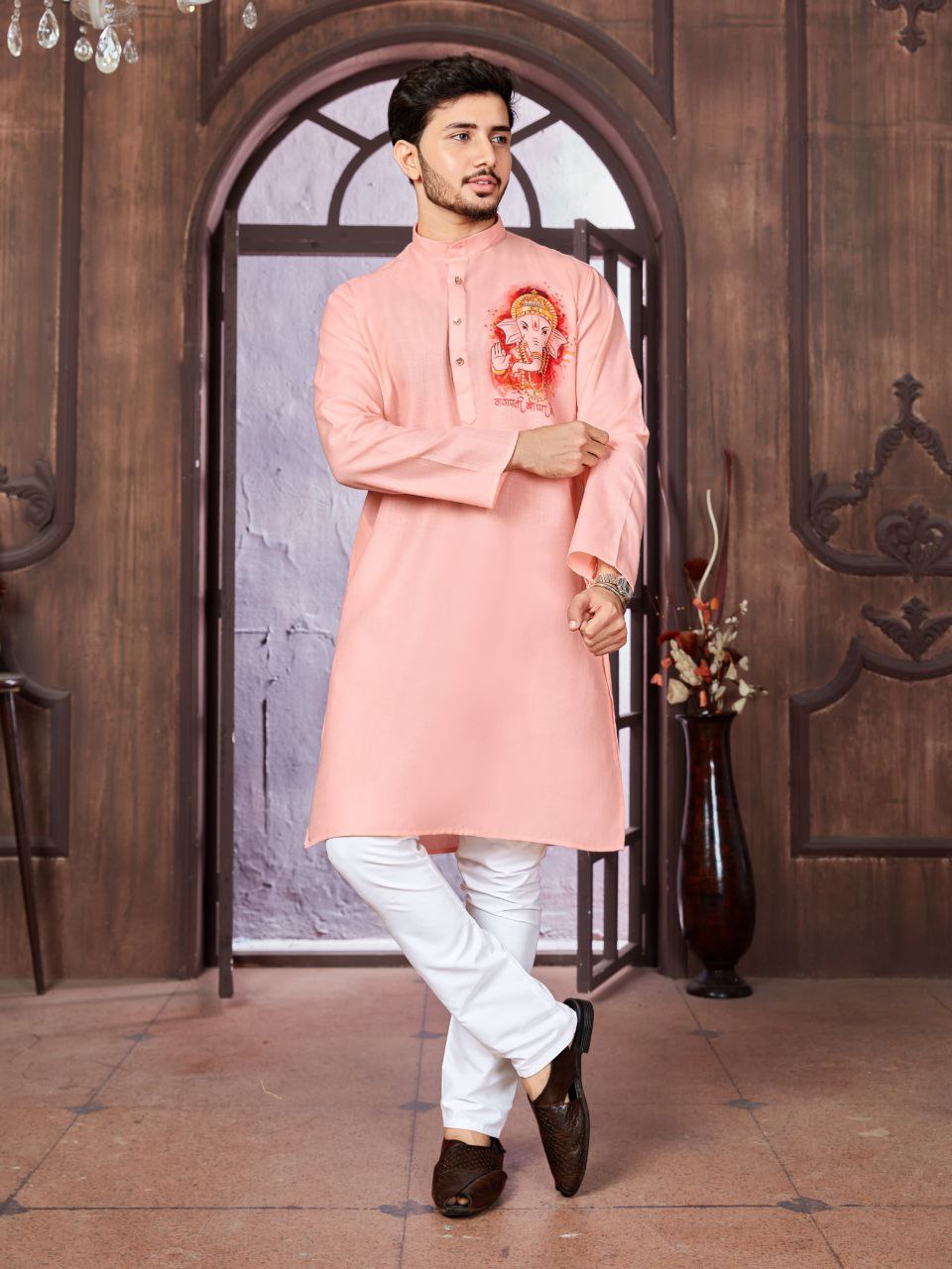 Men's Cotton Traditional Kurta Pyjama for Festival and Ganapati mahezon